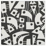 Abstract Shapes 180318 - White on Black Fabric