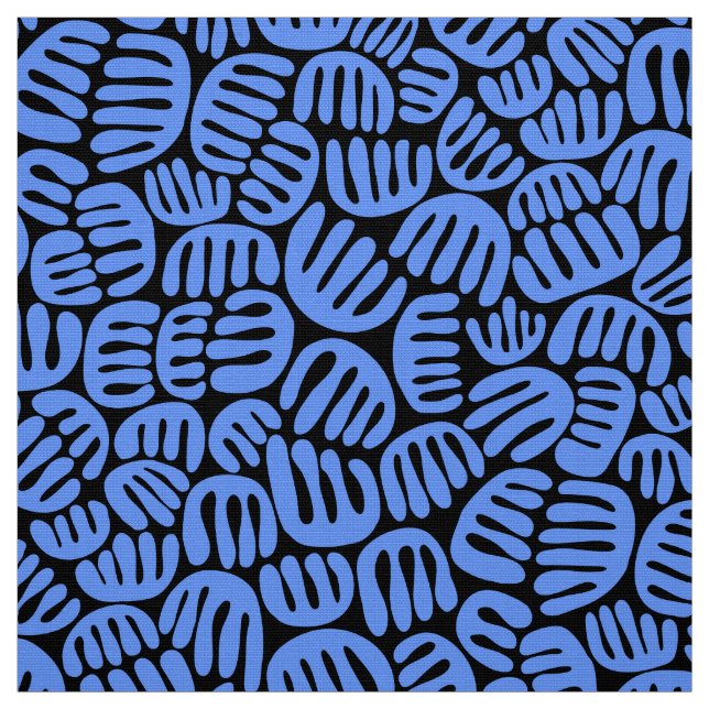 Abstract Shapes 301122 - Baby Blue on Black Fabric (Swatch)