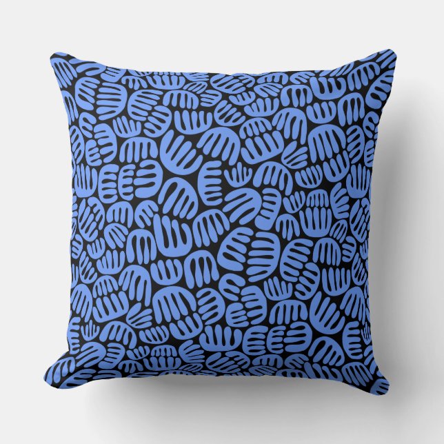 Abstract Shapes 301122 - Baby Blue on Black Throw Pillow (Front)