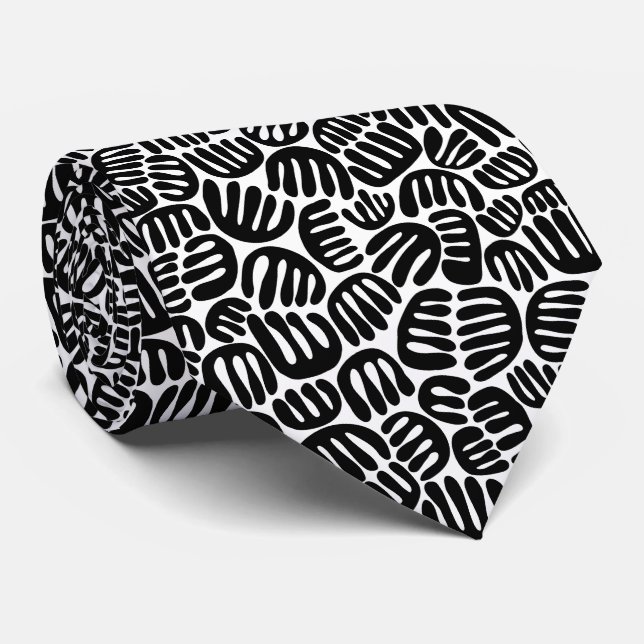 Abstract Shapes 301122 - Black on White Neck Tie (Rolled)
