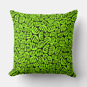 Abstract Shapes 301122 - Chartreuse on Black Throw Pillow