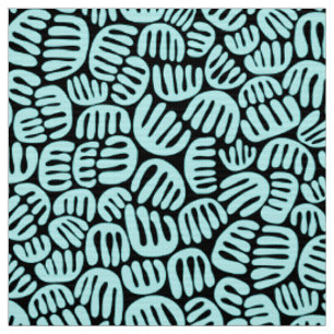 Abstract Shapes 301122 - Ice Blue on Black Fabric