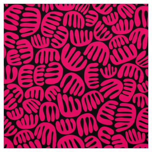 Abstract Shapes 301122 - Neon Red on Black Fabric