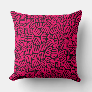 Abstract Shapes 301122 - Neon Red on Black Throw Pillow