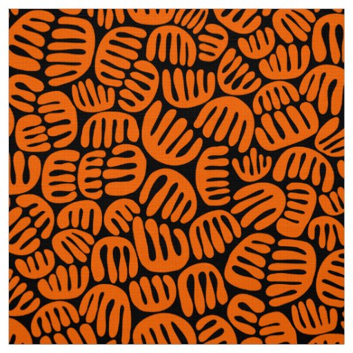 Abstract Shapes 301122 - Orange on Black Fabric