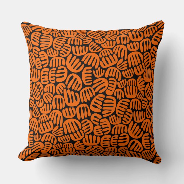 Abstract Shapes 301122 - Orange on Black Throw Pillow (Front)