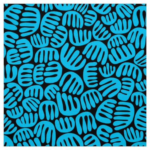 Abstract Shapes 301122 - Sky Blue on Black Fabric