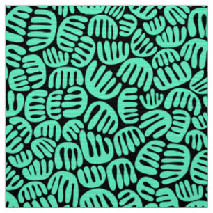 Abstract Shapes 301122 - Turquoise on Black Fabric