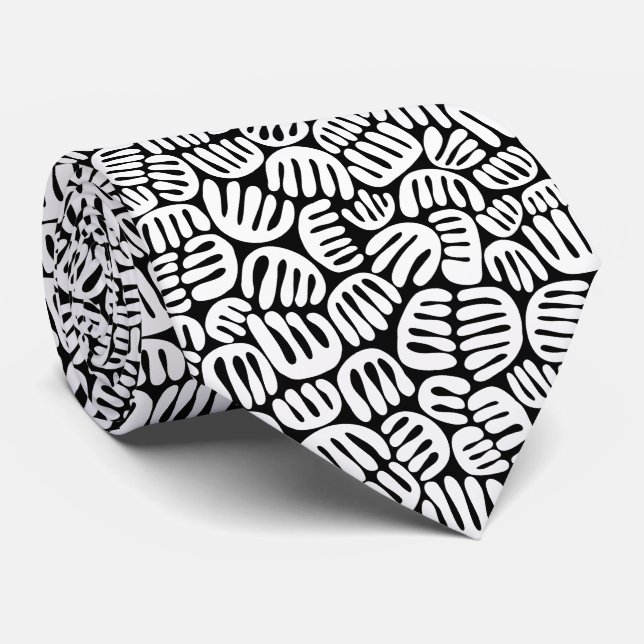 Abstract Shapes 301122 - White on Black Neck Tie (Rolled)