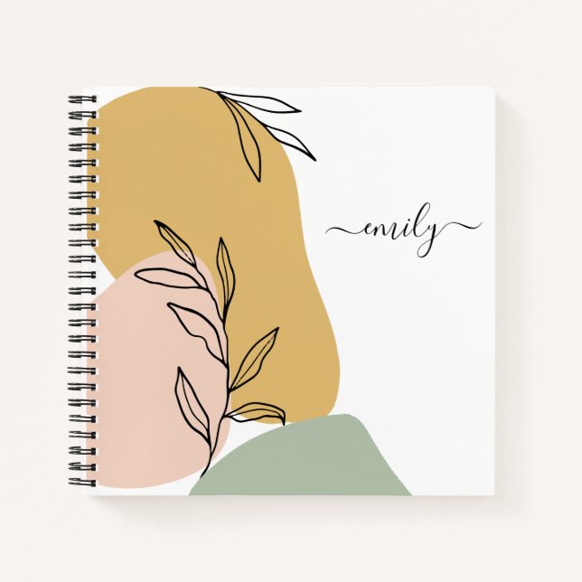 Abstract Shapes and Botanical Outline Drawing Notebook (Front)