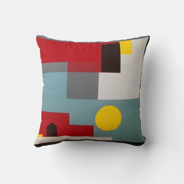 abstract shapes and colors 3 throw pillow (Back)