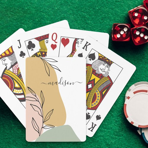 Abstract Shapes and Leaves Personalized Poker Cards