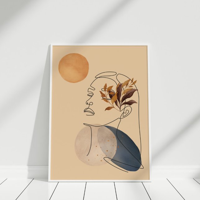 Abstract Shapes and Line Art Face Poster (Abstract Shapes and Line Art Face Poster in a white frame.)