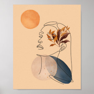 Konstnärliga illustration, Abstract woman's face colors, wall art, posters  prints