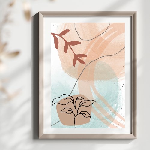 Abstract Shapes Boho Style Foliage Leaf Design Poster