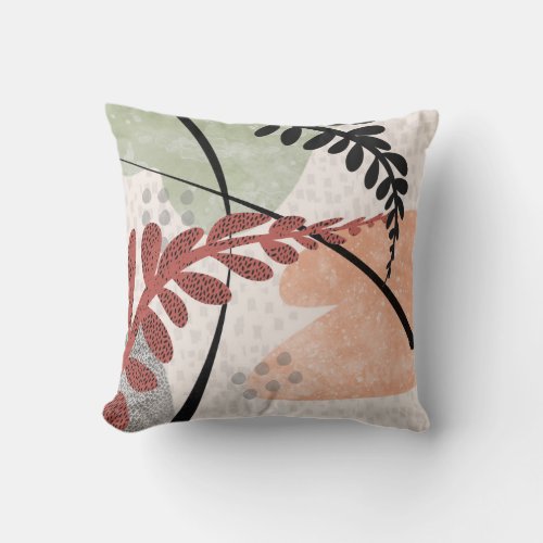  abstract shapes bold stylized leaf design pattern throw pillow