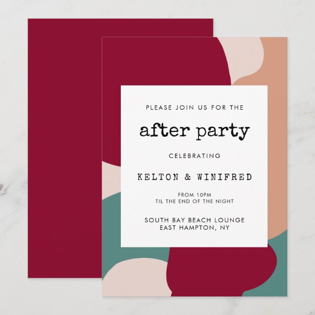 Abstract shapes contemporary after party invitation (Front/Back)