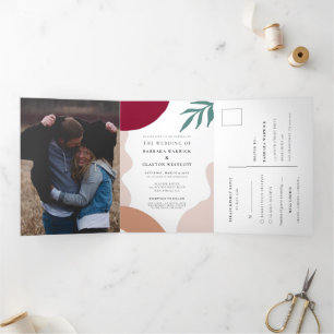 Abstract shapes contemporary All in one wedding Tri-Fold Invitation