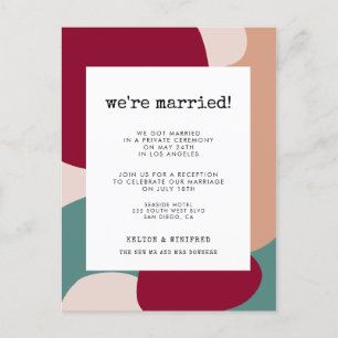Abstract shapes contemporary wedding announcement postcard