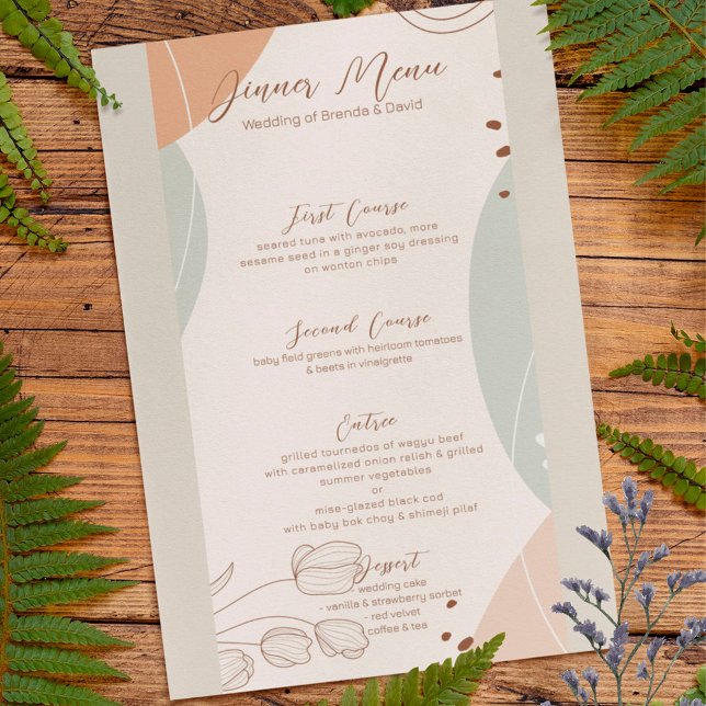 Abstract Shapes & Flowers Wedding Menu Invitation (Creator Uploaded)