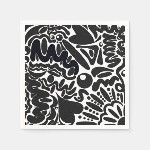 Abstract shapes in black & white napkins