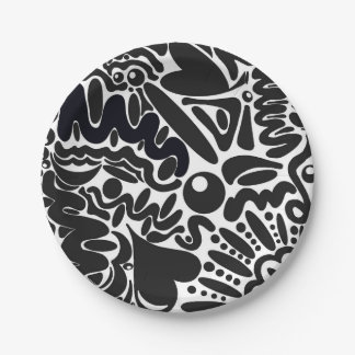 Abstract shapes in black & white paper plates