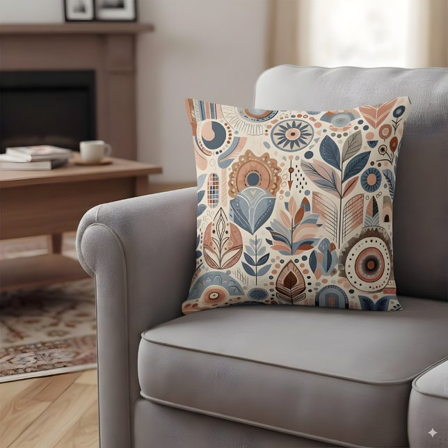 Abstract shapes in bohemians colours throw pillow (Creator Uploaded)