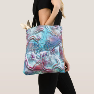 Abstract shapes in glass overlaid on sandy texture tote bag
