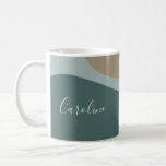 Abstract Shapes in Teal Personalized Script Name Coffee Mug<br><div class="desc">Abstract Shapes in Teal Personalized Script Name Coffee Mug</div>