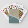 Abstract Shapes in Teal Personalized Script Name Playing Cards