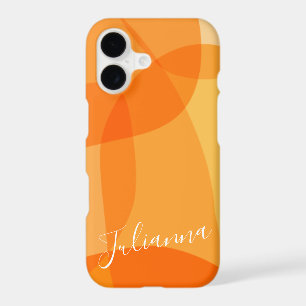 Abstract Shapes in Yellow Personalized Script Name iPhone 17 Case