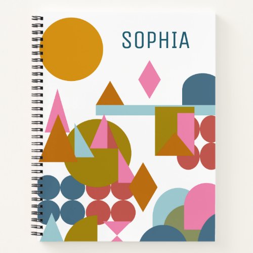 Abstract Shapes Landscape Blue Pink Geometric Notebook