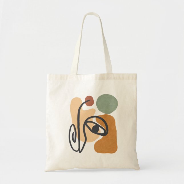 Abstract Shapes line art face Tote Bag (Front)