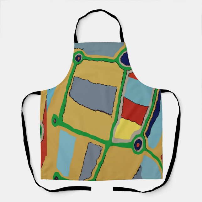 Abstract Shapes, Matisse Style, add text, Apron (Front)
