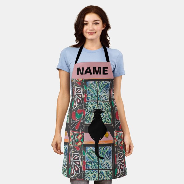 Abstract Shapes, Matisse Style, add text, Apron (Worn)