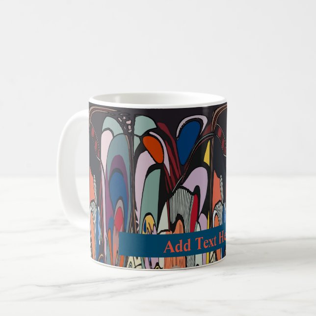Abstract Shapes, Matisse Style, add text, Coffee M Coffee Mug (Front Left)