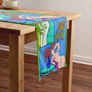 Abstract Shapes, Matisse Style, add text, Short Ta Medium Table Runner