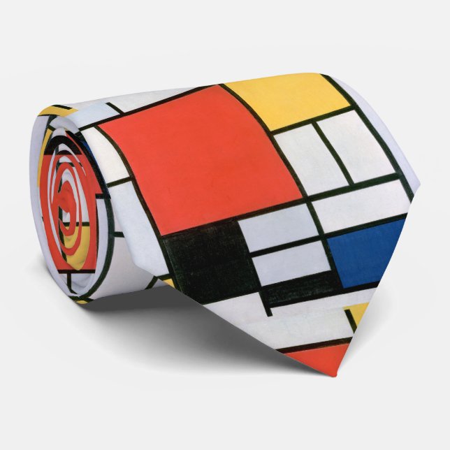 Abstract Shapes Mondrian Neck Tie (Rolled)