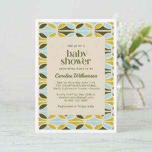 Abstract Shapes Pattern Green Blue Baby Shower Invitation