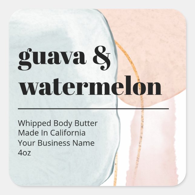 Abstract Shapes Pink Blue Body Butter Labels (Front)