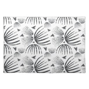 Abstract Shapes Seamless Pattern in Black and Whit Cloth Placemat
