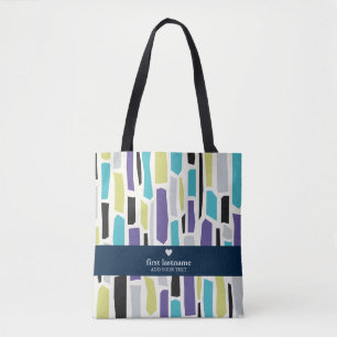Abstract Shapes Seamless Pattern With Your Name Tote Bag