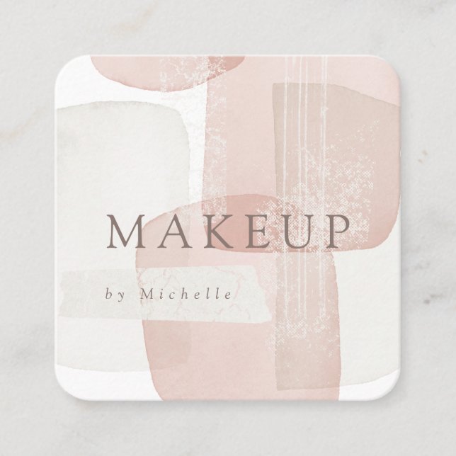 Abstract Shapes Textured Modern Makeup Artist Square Business Card (Front)