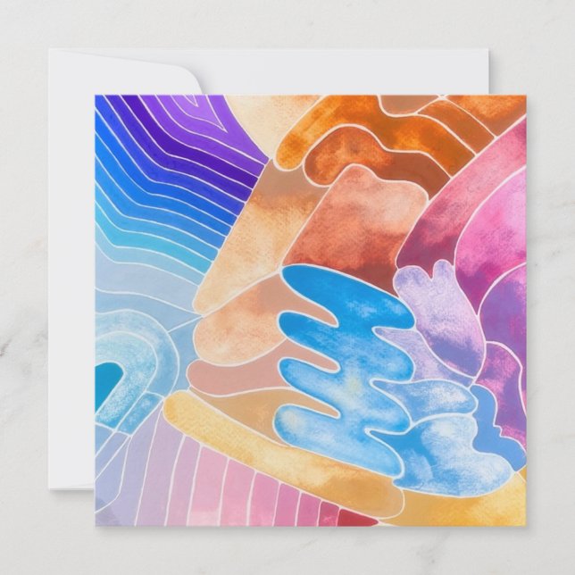 Abstract Shapes Watercolor Postcard (Front)