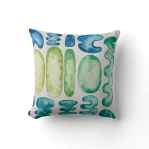Abstract Shapes Watercolor Print Throw Pillow