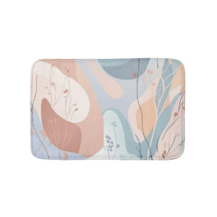 Abstract shapes with floral decoration bath mat