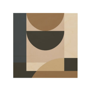 Abstract shapes wood wall art