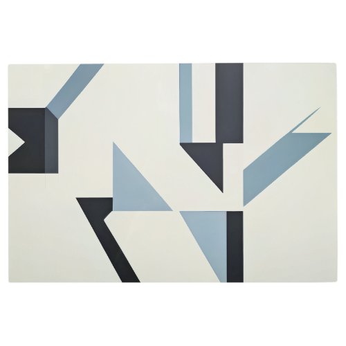 Abstract Shards Minimalist Blue & Black Metal Print