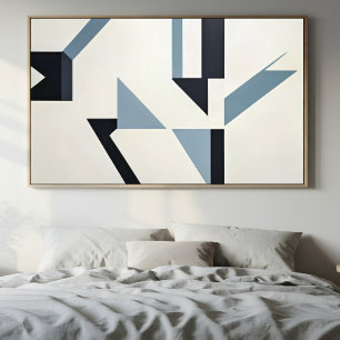 Abstract Shards Minimalist Blue & Black Poster