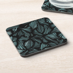 Abstract Shattered Glass Blue Pattern Beverage Coaster
